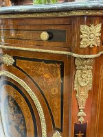 Commode en acajou avec marqueterie et marbre vert — Style Napoléon III, France, vers 1860-1880 (6638) – Image 7