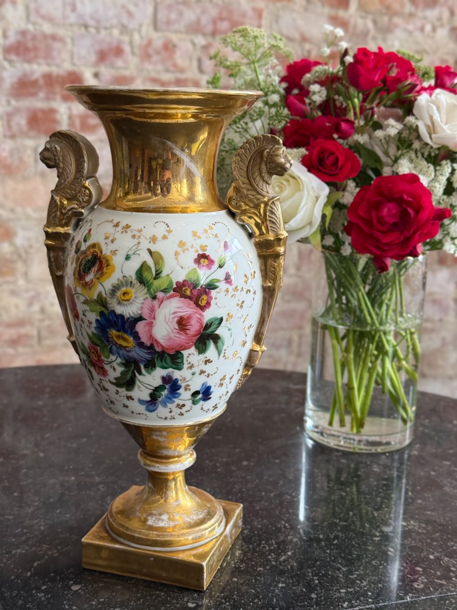 IMG_7369 Antique 19th century Vieux Paris porcelain vase with gold detailing