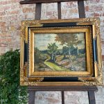 Glezna uz koka, zelta krāsas un melnā rāmī, vidēji maza izmēra(2298)