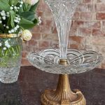 Antique crystal centerpiece with bronze base in Art Nouveau style