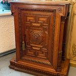 antique neo-renaissance carved oak single door cabinet