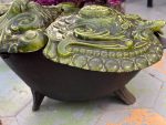 kamīna dekors, trauks oglēm/pelniem, zaļā krāsā, vidēja izmēra, vidēji smags (6827) - Image 6