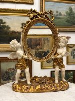 Eksklusivt neobarokt bordspiegel med englefigurer – Frankrig, ca. 1900