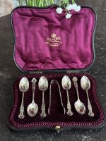 Эксклюзивный антикварный серебряный набор для чая и сахара "Mappin & Webb" в оригинальной коробке (6 предметов + 1 предм — изображение 10