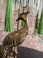 Antīka galda lampa ar pāvu un zaļu zīda samta kupolu — jūgendstila un historisma eklektikā (antique desk lamp) (6972) - Image 6