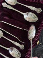 Эксклюзивный антикварный серебряный набор для чая и сахара "Mappin & Webb" в оригинальной коробке (6 предметов + 1 предм — изображение 6