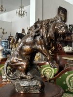 Lauva Cīnītājs — "Lion Combattant" — Franču Animālisms, Francija, ap 1910.–1940. Liela Izmēra Lauvas Figūra (1879-1943), Terakota, ar Zīmogu un Parakstu, Smaga (5190) - Image 4