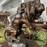Lauva Cīnītājs — "Lion Combattant" — Franču Animālisms, Francija, ap 1910.–1940. Liela Izmēra Lauvas Figūra (1879-1943), Terakota, ar Zīmogu un Parakstu, Smaga (5190)