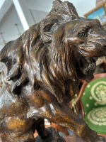 Lauva Cīnītājs — "Lion Combattant" — Franču Animālisms, Francija, ap 1910.–1940. Liela Izmēra Lauvas Figūra (1879-1943), Terakota, ar Zīmogu un Parakstu, Smaga (5190) - Image 16