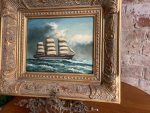 Miniatūras glezna uz koka, zelta krāsas rāmī (2316) - Image 3