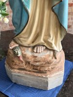 Liela izmēra, ļoti smaga skulptūra/figūra no baznīcas, ar mākslinieka parakstu Madonna ar Bērnu Jēzu un Vissvētāko Sirdi — Neoģotika / Katoliskā atdzimšana, Ljēža (Beļģija), ap 1870.–1910. · Autors: Léon Beaujean, Liège(6494) - Image 9