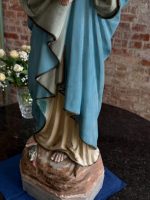 Liela izmēra, ļoti smaga skulptūra/figūra no baznīcas, ar mākslinieka parakstu Madonna ar Bērnu Jēzu un Vissvētāko Sirdi — Neoģotika / Katoliskā atdzimšana, Ljēža (Beļģija), ap 1870.–1910. · Autors: Léon Beaujean, Liège(6494) - Image 13