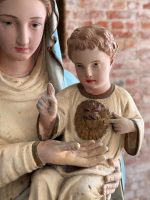 Liela izmēra, ļoti smaga skulptūra/figūra no baznīcas, ar mākslinieka parakstu Madonna ar Bērnu Jēzu un Vissvētāko Sirdi — Neoģotika / Katoliskā atdzimšana, Ljēža (Beļģija), ap 1870.–1910. · Autors: Léon Beaujean, Liège(6494) - Image 15