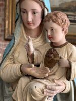 Liela izmēra, ļoti smaga skulptūra/figūra no baznīcas, ar mākslinieka parakstu Madonna ar Bērnu Jēzu un Vissvētāko Sirdi — Neoģotika / Katoliskā atdzimšana, Ljēža (Beļģija), ap 1870.–1910. · Autors: Léon Beaujean, Liège(6494) - Image 14