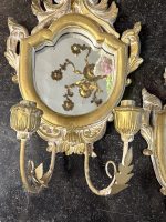 2 stk. messing lysestaker med speil, tre, mellomstor, lett (7163) - Bilde 6