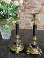 Pair of Bronze Candlesticks with Black Patina — Empire Style, France, 19th c. (2 pcs) (6546)