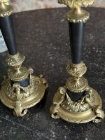 Pair of Bronze Candlesticks with Black Patina — Empire Style, France, 19th c. (2 pcs) (6546) - Image 9