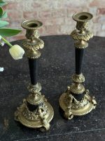 Pair of Bronze Candlesticks with Black Patina — Empire Style, France, 19th c. (2 pcs) (6546) - Image 10