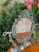 Miroir sur pied en laiton avec ange, léger, petite taille – Image 5