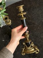 Pair of Bronze Candlesticks with Black Patina — Empire Style, France, 19th c. (2 pcs) (6546) - Image 6
