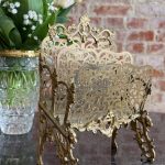 Antique brass letter rack with two compartments napkin holder
