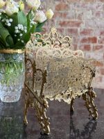 Antique brass letter rack with two compartments napkin holder