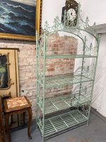 Antīks kaluma dzelzs etažērs ar 5 plauktiem — Historicisma stilā (Antique French 5-Tier Wrought Iron Etagere) (6645) - Image 2