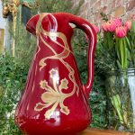 art nouveau jugendstil red pitcher vase