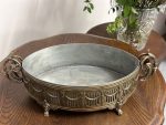 Antīka misiņa žardinjēra uz lauvas ķepām — Ampīra stils (Antique Brass Footed Jardiniere) (5249) - Image 2