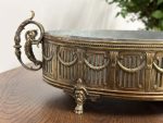 Antīka misiņa žardinjēra uz lauvas ķepām — Ampīra stils (Antique Brass Footed Jardiniere) (5249) - Image 3