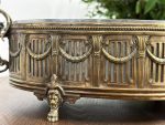 Antīka misiņa žardinjēra uz lauvas ķepām — Ampīra stils (Antique Brass Footed Jardiniere) (5249) - Image 7