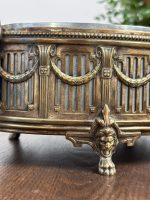 Antīka misiņa žardinjēra uz lauvas ķepām — Ampīra stils (Antique Brass Footed Jardiniere) (5249) - Image 4