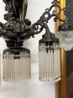 Suuri pronssinen seinävalaisin tyttöhahmolla – Belle Époque, Auguste Moreau -tyyliin, Ranska, 1900-luku (6652) - Image 5