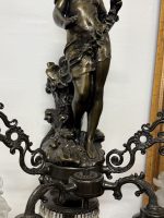 Suuri pronssinen seinävalaisin tyttöhahmolla – Belle Époque, Auguste Moreau -tyyliin, Ranska, 1900-luku (6652) - Image 10