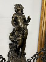 Suuri pronssinen seinävalaisin tyttöhahmolla – Belle Époque, Auguste Moreau -tyyliin, Ranska, 1900-luku (6652) - Image 7