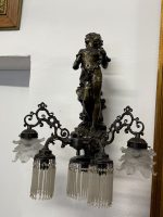 Stor Bronze Væglampe med Pigefigur - Belle Époque