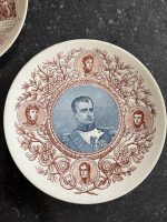 Pieci antīki fajansa šķīvji ar portretiem — Francija, Sarreguemines (Five Faience Plates) (6981) - Image 5