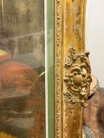 prints ierāmēts skaistā, greznā zelta krāsas rāmī ar stiklu, vidēji liela izmēra, smags (6640) - Image 8