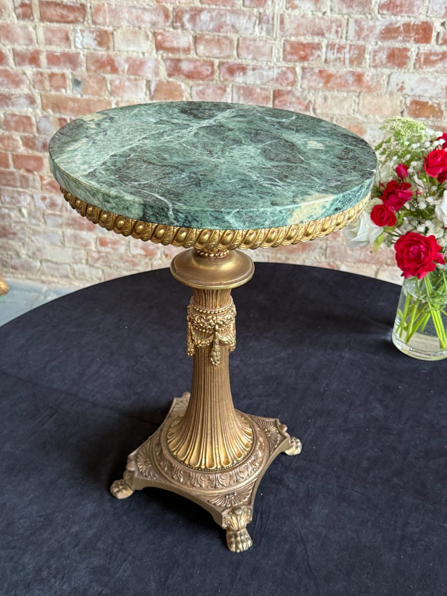 IMG_7975 Small green marble table with brass column and paw feet