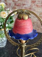 Antique Art Nouveau Table Lamp with Colored Glass Shade (6496) - Image 2