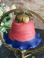 Antique Art Nouveau Table Lamp with Colored Glass Shade (6496) - Image 5