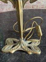 Antique Art Nouveau Table Lamp with Colored Glass Shade (6496) - Image 9