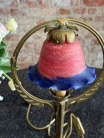 Antique Art Nouveau Table Lamp with Colored Glass Shade (6496) - Image 7