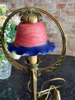 Antique Art Nouveau Table Lamp with Colored Glass Shade (6496) - Image 6