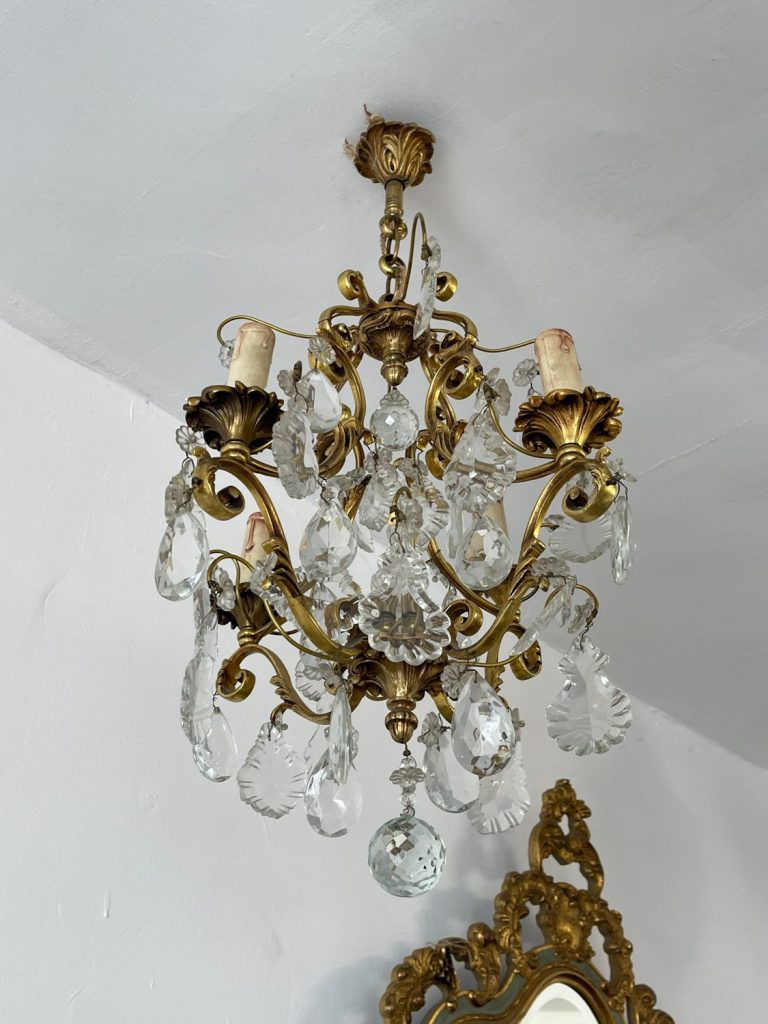 Bronzas lampa ar kristāliem, maza/vidēja izmēra (3557)