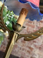 Antique Art Nouveau Table Lamp with Colored Glass Shade (6496) - Image 4