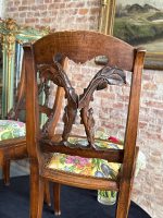 Antīku Jugendstila koka krēslu pāris ar smalkiem kokgriezumiem (Pair of French Art Nouveau Carved Oak Chairs with Floral Upholstery) (7001) - Image 21