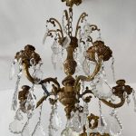 Bronzas Lampa ar Kristāliem, Priekš Svecēm, Vidēja Izmēra (3560)