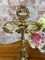 Antīks zeltītas krāsas čuguna lietussargu turētājs ar rokoko ornamentiem — 19. gadsimta nogale (5975) - Image 5