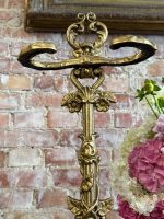 Antīks zeltītas krāsas čuguna lietussargu turētājs ar rokoko ornamentiem — 19. gadsimta nogale (5975) - Image 4
